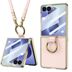Funda para teléfono de cuero con anillo de g...