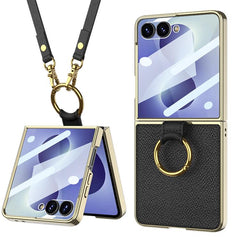 Funda para teléfono de cuero con anillo de g...