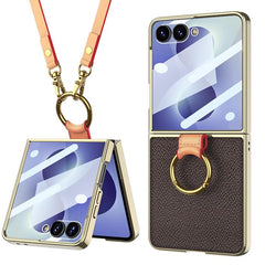 Funda para teléfono de cuero con anillo de g...
