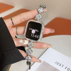 Correa de reloj de metal con diamantes y dis...