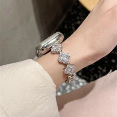 Correa de reloj de metal con diamantes y dis...