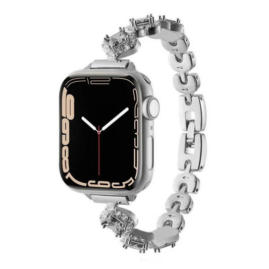 Correa de reloj de metal con diamantes y dis...
