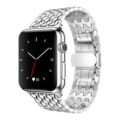 Correa de reloj metálica con textura de drag...