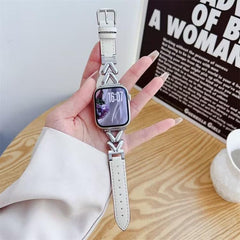 Correa de reloj híbrida de cuero y metal en ...