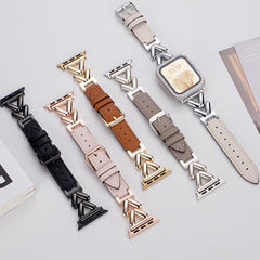 Correa de reloj híbrida de cuero y metal en ...