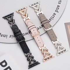 Correa de reloj híbrida de cuero y metal en ...