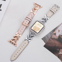 Correa de reloj híbrida de cuero y metal en ...