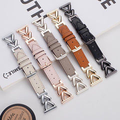 Correa de reloj híbrida de cuero y metal en ...
