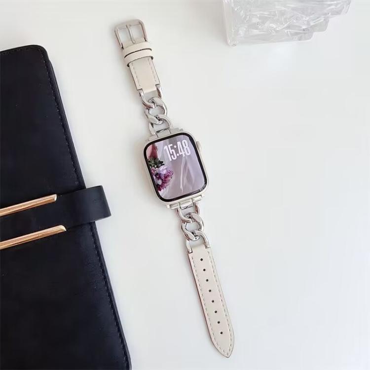 Correa de reloj híbrida de cuero y metal con...