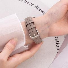 Correa de reloj híbrida de cuero y metal con...