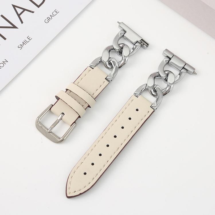 Correa de reloj híbrida de cuero y metal con...