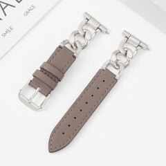 Correa de reloj híbrida de cuero y metal con...
