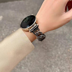 Correa de reloj híbrida de cuero y metal con...