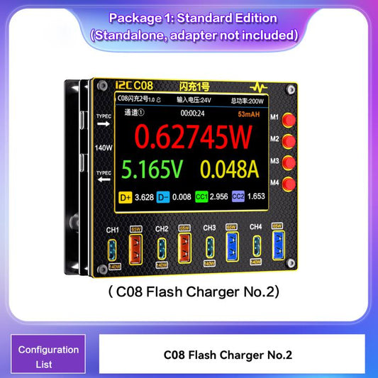 Cargador rápido i2C C08 n.° 1 Amperímetro di...
