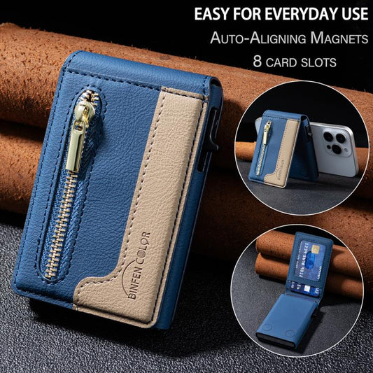 Cartera para tarjetas MagSafe con cremallera y bloques de color BFK31