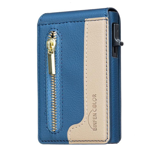 Cartera para tarjetas MagSafe con cremallera y bloques de color BFK31