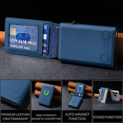 Cartera para tarjetas MagSafe con cremallera y bloques de color BFK31