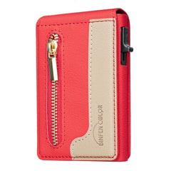 Cartera para tarjetas MagSafe con cremallera y bloques de color BFK31