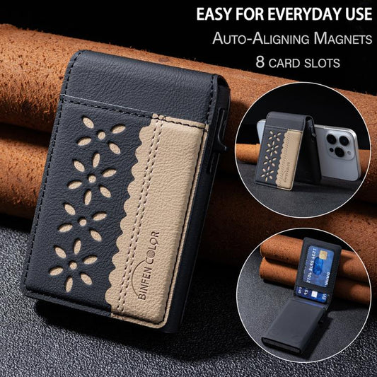 Cartera Magsafe para tarjetas BFK30 con diseño de bloques de color y flores