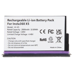 Batería JH-X5 de 2800 mAh para cámara de acc...