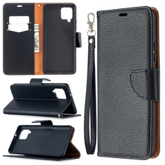 Litchi Texture Pure Color Horizontal Flip PU...