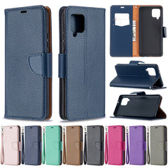 Litchi Texture Pure Color Horizontal Flip PU...