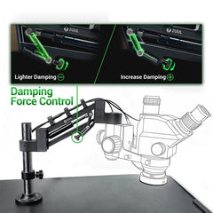 Soporte de brazo articulado para microscopio con amortiguación ajustable 2UUL MS71
