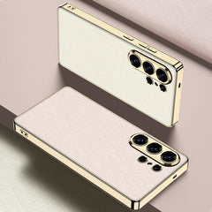 Funda para teléfono de cuero brocado platead...