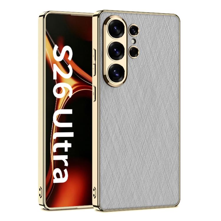Funda para teléfono de cuero brocado platead...