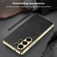 Funda para teléfono de cuero brocado platead...