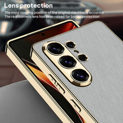 Funda para teléfono de cuero brocado platead...