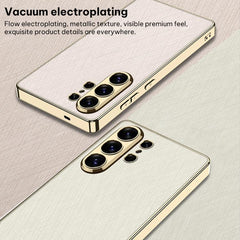 Funda para teléfono de cuero brocado platead...