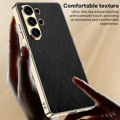 Funda para teléfono de cuero brocado platead...