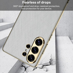 Funda para teléfono de cuero brocado platead...