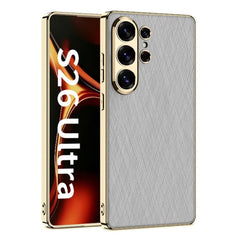 Funda para teléfono de cuero brocado platead...