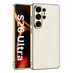 Funda para teléfono de cuero brocado platead...