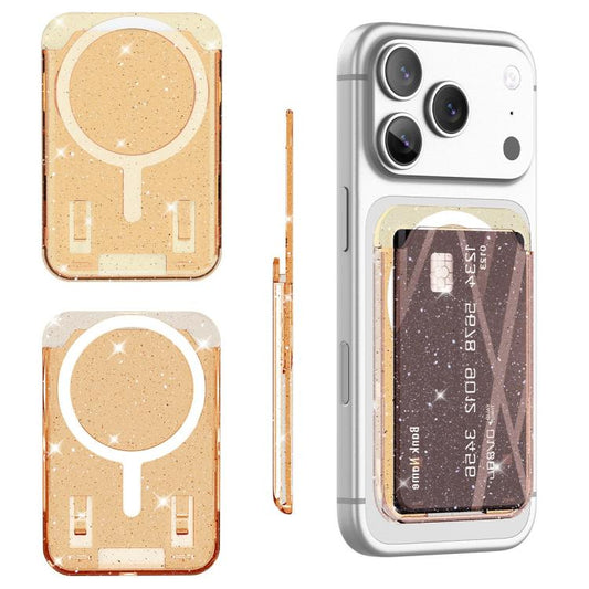 Bolsa con adhesivo magnético para la parte trasera del teléfono y ranuras para tarjetas.