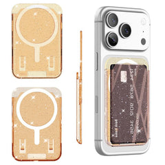 Bolsa con adhesivo magnético para la parte trasera del teléfono y ranuras para tarjetas.