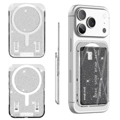 Bolsa con adhesivo magnético para la parte trasera del teléfono y ranuras para tarjetas.