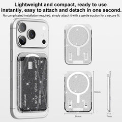 Bolsa con adhesivo magnético para la parte trasera del teléfono y ranuras para tarjetas.