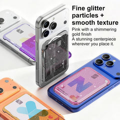 Bolsa con adhesivo magnético para la parte trasera del teléfono y ranuras para tarjetas.