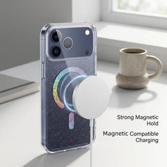 Funda magnética de TPU con purpurina para te...