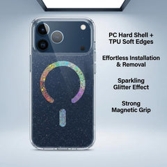 Funda magnética de TPU con purpurina para te...