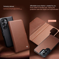 Funda para teléfono de cuero genuino QIALINO...
