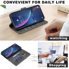 Funda para teléfono de cuero vegano con text...