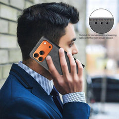 Funda para teléfono de cuero vegano con text...