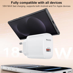 Cargador Yesido de 18 W con interfaz USB úni...