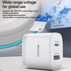 Yesido PD35W, kit de cargador rápido USB tip...