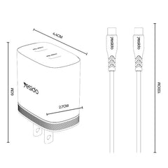 Kit de cargador rápido doble USB-C Yesido PD...