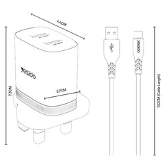 Cargador Yesido YC150 de 12 W y 2,4 A con do...